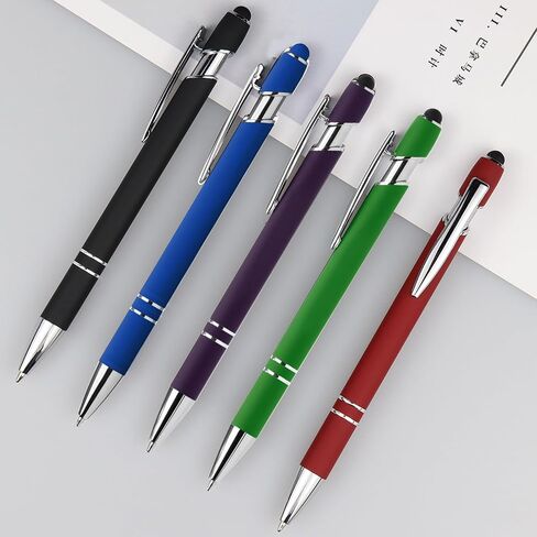 5-Pack 2-in-1 Stylus and Retractable Ballpoint Pen, Metal Tip Stylus for Touch Screens, Smooth Writing Instrument for Business and Gifts, 1.0mm Black Ink,Purple in Saudi Arabia
