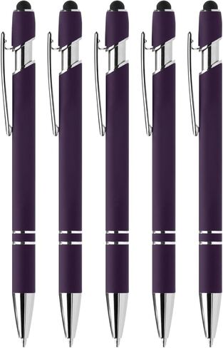 5-Pack 2-in-1 Stylus and Retractable Ballpoint Pen, Metal Tip Stylus for Touch Screens, Smooth Writing Instrument for Business and Gifts, 1.0mm Black Ink,Purple in Saudi Arabia