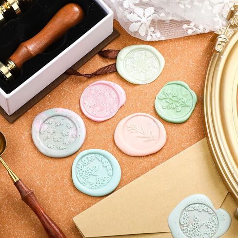 Chrisfall Wax Seal Stamp Set, Floral Stamps Botanical Sealing Stamper Kit, Wedding Postage Stamps, Wooden Handle with Brass Head for Wedding Greeting Cards Planner Journal Gift, 6 Pieces (Plant) in Saudi Arabia