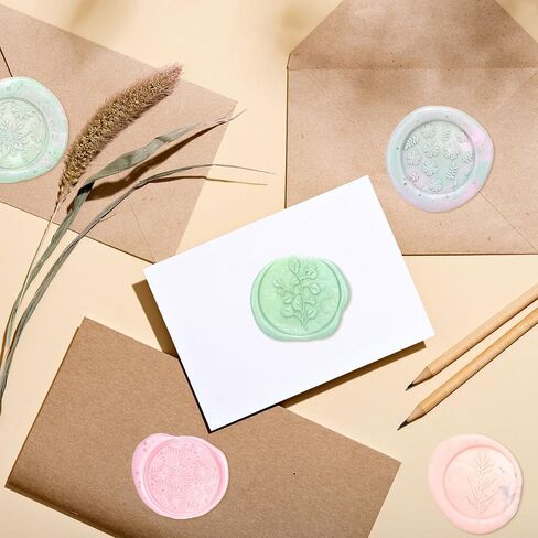 Chrisfall Wax Seal Stamp Set, Floral Stamps Botanical Sealing Stamper Kit, Wedding Postage Stamps, Wooden Handle with Brass Head for Wedding Greeting Cards Planner Journal Gift, 6 Pieces (Plant) in Saudi Arabia