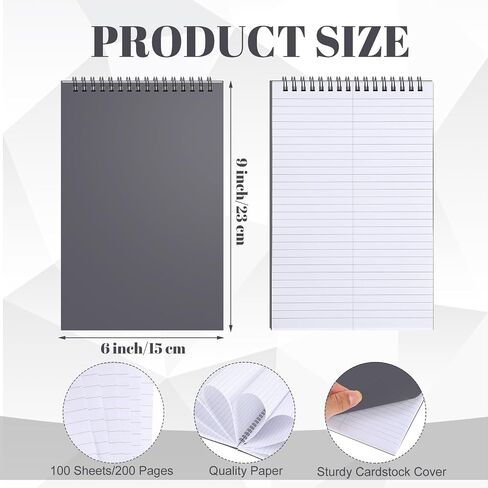 6 Pack Steno Pads Spiral 6 x 9 Inch Gregg Rule 100 Sheets Steno Notebook Top Spiral Notebook for Writing Steno Books for Office College Home Office (Grey) in Saudi Arabia