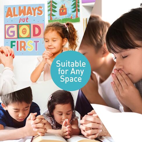 S&O God's Rules 10 Commandments for Kids Poster & Card Set - Bright and Colorful Ten Guidelines Wall Art - Sunday School Decorations for Learning Space - 10 Principles Wall Decor - 10 Rules Print in Kuwait
