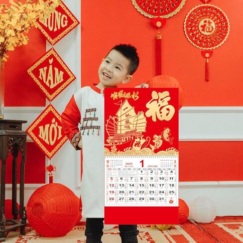 التقويم الصيني 2025 سنة من التقويم الجدار الأفعى ، 2025 التقويم القمري الصيني التقويم القمري شهريًا للعام الصيني للعام الجديد ديكور مكتب مطعم معلق (2306) in Kuwait