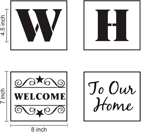 Large Welcome Stencils for Painting - 6 Pack Welcome Stencil Templates for Painting on Wood, Reusable Letter Stencils for Chalkboard Wood Crafts Signs & Home Front Door Mat Decorations in Saudi Arabia
