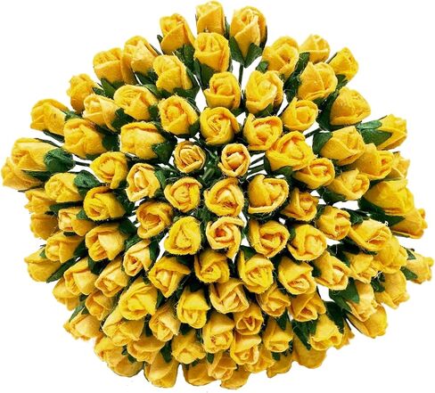 PL مجموعة من 100 Tiny Rose Buds Mulberry Paper Flower Rose-Set1 Craft Handmade Size 0.15 "سجل قصاصات صغير جدًا للعديد من مشاريع Card Craft (أصفر 143) in Kuwait