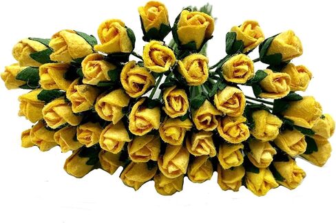 PL مجموعة من 100 Tiny Rose Buds Mulberry Paper Flower Rose-Set1 Craft Handmade Size 0.15 "سجل قصاصات صغير جدًا للعديد من مشاريع Card Craft (أصفر 143) in Kuwait