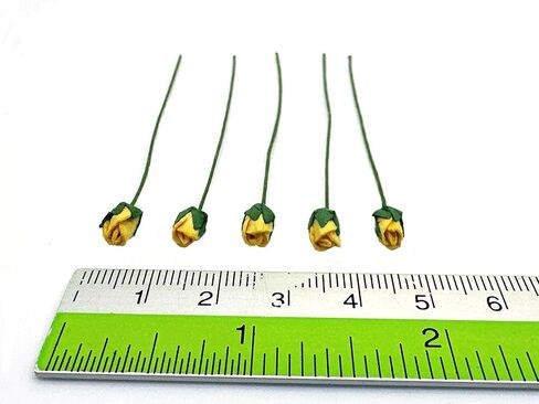 PL مجموعة من 100 Tiny Rose Buds Mulberry Paper Flower Rose-Set1 Craft Handmade Size 0.15 "سجل قصاصات صغير جدًا للعديد من مشاريع Card Craft (أصفر 143) in Kuwait