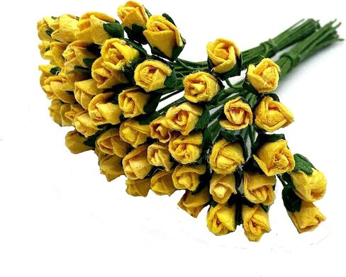 PL مجموعة من 100 Tiny Rose Buds Mulberry Paper Flower Rose-Set1 Craft Handmade Size 0.15 "سجل قصاصات صغير جدًا للعديد من مشاريع Card Craft (أصفر 143) in Kuwait
