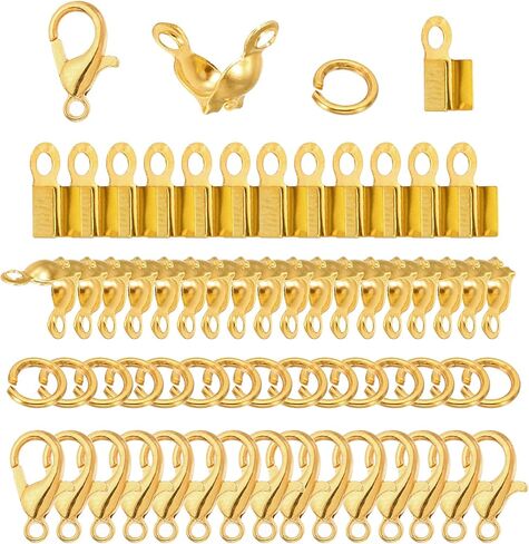 PATIKIL Jewelry Making Accessories Set, 50 Pcs Lobster Clasp 150 Pcs Bead Tips Knot Covers 150 Pcs Open Jump Ring 150 Pcs Fold Over Cord End Caps for Jewelry DIY, Silver in Saudi Arabia