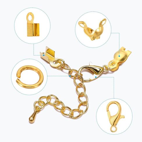 PATIKIL Jewelry Making Accessories Set, 50 Pcs Lobster Clasp 150 Pcs Bead Tips Knot Covers 150 Pcs Open Jump Ring 150 Pcs Fold Over Cord End Caps for Jewelry DIY, Silver in Saudi Arabia