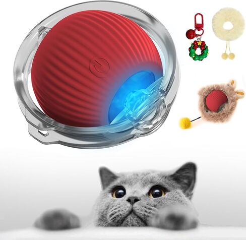 Smart Interactive Cat Toy Ball - Plush Smart Automatic Cat Toy with Light, Interactive Cat Toy for Indoor Cats, Cat Interactive Toy for Indoor Cats, USB Rechargeable, Auto On/Off(Grey) in Saudi Arabia