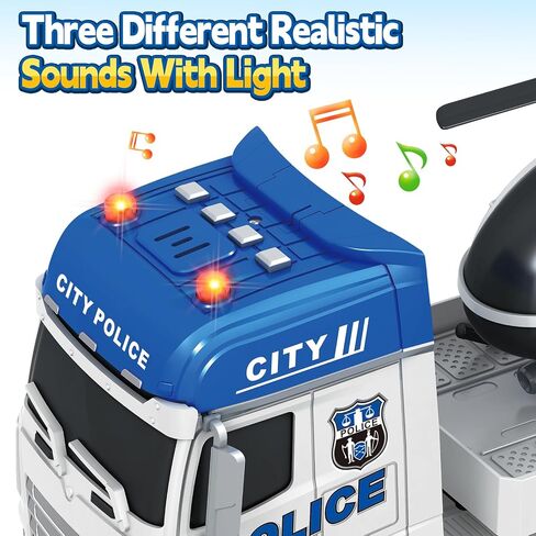 Kids Toys for 3 4 5 6 7 8 Years Old Boys, 15" Police Truck Toy with Lights, Sounds, Toddler Friction Powered Truck Vehicle Toy for Boys Girls Birthday Gifts in Kuwait