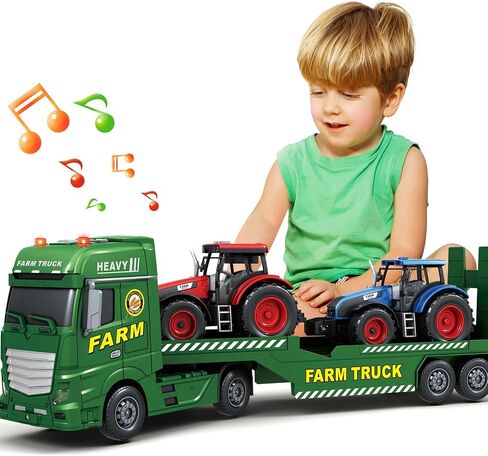 Kids Toys for 3 4 5 6 7 8 Years Old Boys, 15" Police Truck Toy with Lights, Sounds, Toddler Friction Powered Truck Vehicle Toy for Boys Girls Birthday Gifts in Kuwait