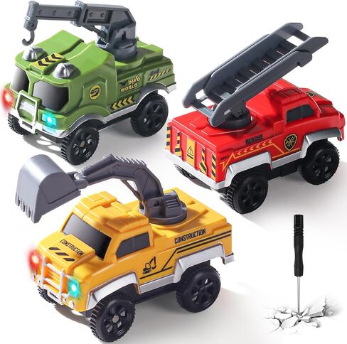 Magic Tracks Cars Only Replacement, Flexible Track Race Cars for Magic Car Track Glow in The Dark, LED Lights Up Toys Battery Magic Track Cars, Compatible with Most Car Tracks for Kids (3 Pack) in Saudi Arabia