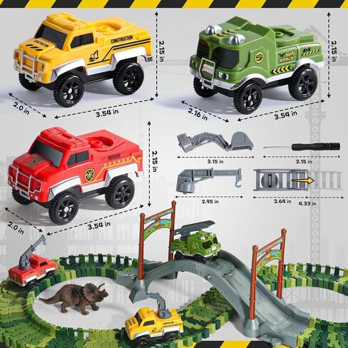 Magic Tracks Cars Only Replacement, Flexible Track Race Cars for Magic Car Track Glow in The Dark, LED Lights Up Toys Battery Magic Track Cars, Compatible with Most Car Tracks for Kids (3 Pack) in Saudi Arabia