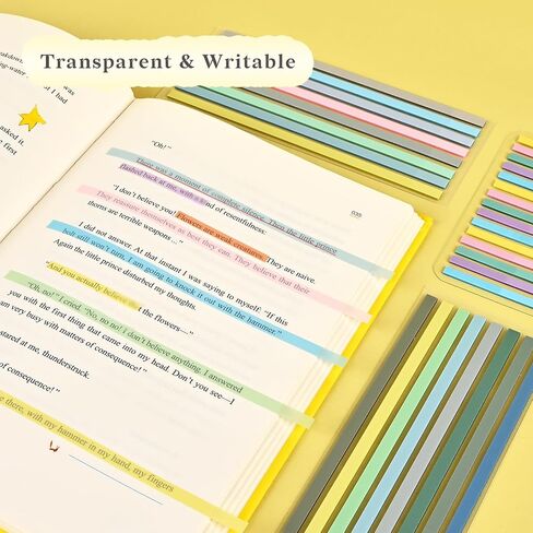 Temiary 1840 Sheets الشريط الشفافة الشفافة القابلة للإزالة ، مع تسليط الضوء على علامات تبويب "علامات" فهرس صفحات الشرائط ، الملاحظات اللزجة الجمالية لمستلزمات Office School (شريط طويل وقصير تمييز) in Kuwait