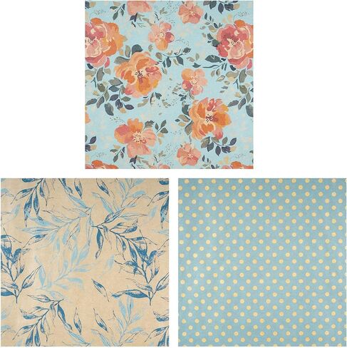 RUSPEPA Vintage Wrapping Paper with Tags, Jute String, Mini Roll, 17 inches x 10 feet per Roll, Total of 3 Rolls, Spring in Kuwait