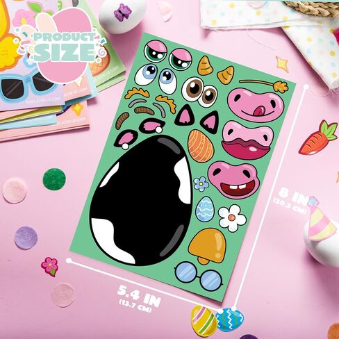 JOYIN 24 PCS Easter Stickers Mix and Match Make a Face Animal Stickers with Easter Egg Themed Pig, Bunny, Chicken, Cow, Sheep, Duck Party Favor Supplies, Art and Craft in Saudi Arabia