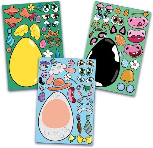 JOYIN 24 PCS Easter Stickers Mix and Match Make a Face Animal Stickers with Easter Egg Themed Pig, Bunny, Chicken, Cow, Sheep, Duck Party Favor Supplies, Art and Craft in Saudi Arabia
