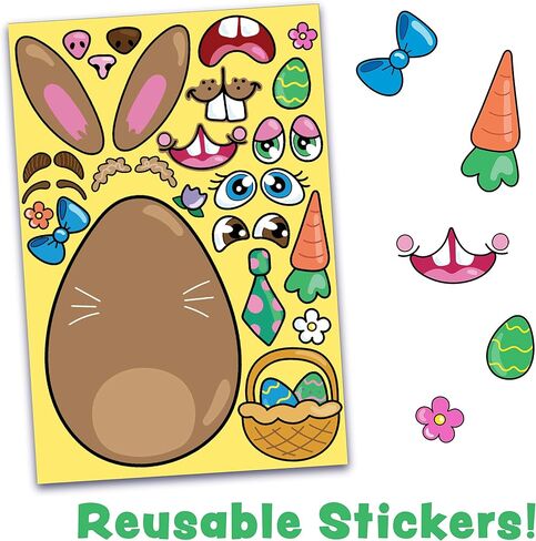 JOYIN 24 PCS Easter Stickers Mix and Match Make a Face Animal Stickers with Easter Egg Themed Pig, Bunny, Chicken, Cow, Sheep, Duck Party Favor Supplies, Art and Craft in Saudi Arabia