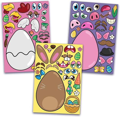JOYIN 24 PCS Easter Stickers Mix and Match Make a Face Animal Stickers with Easter Egg Themed Pig, Bunny, Chicken, Cow, Sheep, Duck Party Favor Supplies, Art and Craft in Saudi Arabia
