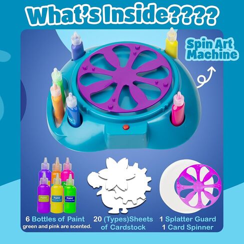 Spin Art Machine Speed ​​، Spinner التي تعمل بالبطارية - الدوار الطلاء مع حارس رش ، طلاء قابل للغسل ، مجموعة فنية تدور ، بطاقة تصميم فنية ، ألعاب جذعية ، فنون الأطفال والحرف اليدوية ، الفتيات الفتيات in Kuwait