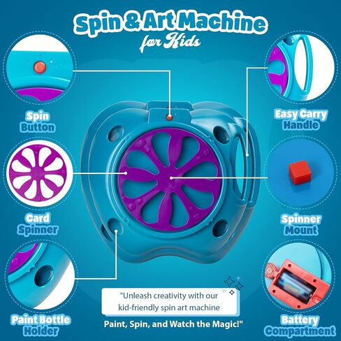 Spin Art Machine Speed ​​، Spinner التي تعمل بالبطارية - الدوار الطلاء مع حارس رش ، طلاء قابل للغسل ، مجموعة فنية تدور ، بطاقة تصميم فنية ، ألعاب جذعية ، فنون الأطفال والحرف اليدوية ، الفتيات الفتيات in Kuwait