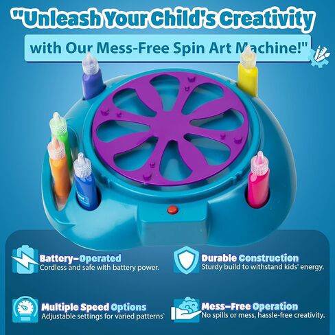 Spin Art Machine Speed ​​، Spinner التي تعمل بالبطارية - الدوار الطلاء مع حارس رش ، طلاء قابل للغسل ، مجموعة فنية تدور ، بطاقة تصميم فنية ، ألعاب جذعية ، فنون الأطفال والحرف اليدوية ، الفتيات الفتيات in Kuwait
