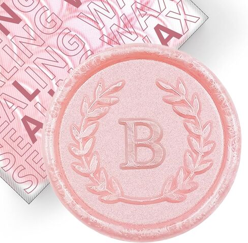 25Pcs Pink Letter B Adhesive Wax Seal Stickers, Hand-Made, No Need Seal Stamp, Tear and Use Wax Stickers for Wedding Invitations, Envelopes, Christmas Gift in Kuwait