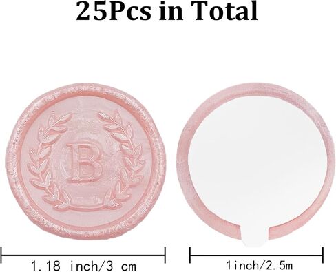 25Pcs Pink Letter B Adhesive Wax Seal Stickers, Hand-Made, No Need Seal Stamp, Tear and Use Wax Stickers for Wedding Invitations, Envelopes, Christmas Gift in Kuwait
