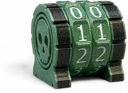 Life Counter Health Tracker for Board Games, TTRPGs, and Card Games with Skull Symbol, Compatible with MTG, 2 Gray Wheels with White Numbers in Saudi Arabia