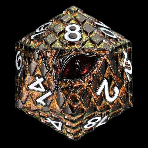 Dragon Eye Scale DND Metal Dice,33mm 20 Sided Giant D20, Large Polyhedral Dice, D&D Metal Dice Set for Dungeons and Dragons, RPG, MTG & Tabletop Games(Gray with Red Eye) in Kuwait