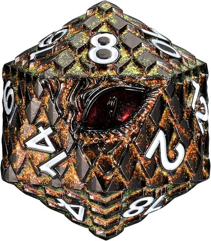Dragon Eye Scale DND Metal Dice,33mm 20 Sided Giant D20, Large Polyhedral Dice, D&D Metal Dice Set for Dungeons and Dragons, RPG, MTG & Tabletop Games(Gray with Red Eye) in Kuwait