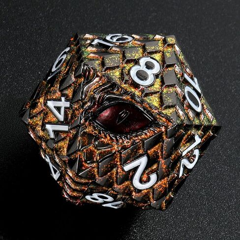 Dragon Eye Scale DND Metal Dice,33mm 20 Sided Giant D20, Large Polyhedral Dice, D&D Metal Dice Set for Dungeons and Dragons, RPG, MTG & Tabletop Games(Gray with Red Eye) in Kuwait
