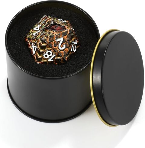 Dragon Eye Scale DND Metal Dice,33mm 20 Sided Giant D20, Large Polyhedral Dice, D&D Metal Dice Set for Dungeons and Dragons, RPG, MTG & Tabletop Games(Gray with Red Eye) in Kuwait