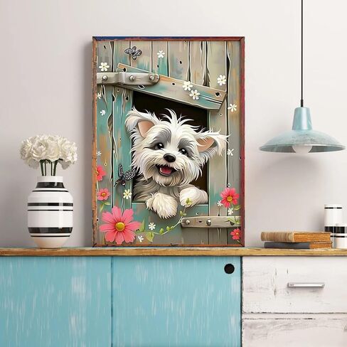 مجموعات الرسم من الماس Sanjee للبالغين ، 5D DIY Cute Dog Diamond Art Kits ، Round Full Drill Diamond Dots Paints Diamond Painting for Home Wall Decoration Gift ، 12x16inch in Kuwait