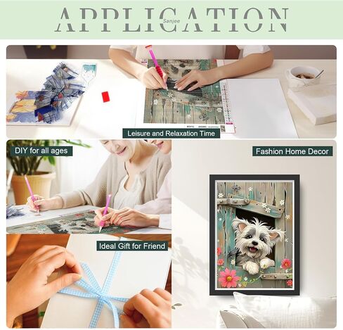 مجموعات الرسم من الماس Sanjee للبالغين ، 5D DIY Cute Dog Diamond Art Kits ، Round Full Drill Diamond Dots Paints Diamond Painting for Home Wall Decoration Gift ، 12x16inch in Kuwait