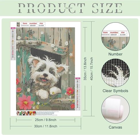 مجموعات الرسم من الماس Sanjee للبالغين ، 5D DIY Cute Dog Diamond Art Kits ، Round Full Drill Diamond Dots Paints Diamond Painting for Home Wall Decoration Gift ، 12x16inch in Kuwait