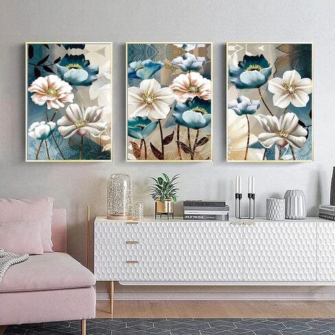 JATOK Diamond Painting Kits for Adults DIY Lotus Flowers Full Round Drill Cross Stitch Embroidery Pictures Arts Paint by Number Kits Diamond Painting Kits for Home Wall Decor （3 Sets in Kuwait