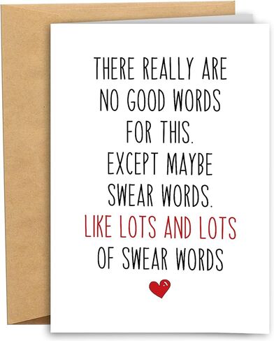 Funny Sympathy Card for Him Her, Humor Get Well Card for Men Women, Encouragement Card for Family Friends Coworker, Support Card, Only Swear Words in Saudi Arabia