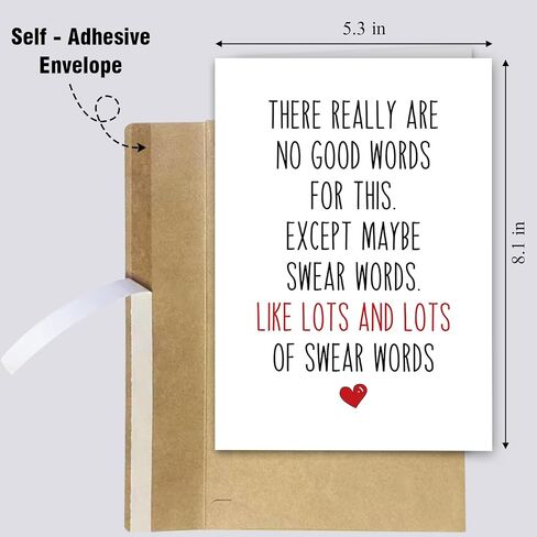 Funny Sympathy Card for Him Her, Humor Get Well Card for Men Women, Encouragement Card for Family Friends Coworker, Support Card, Only Swear Words in Saudi Arabia