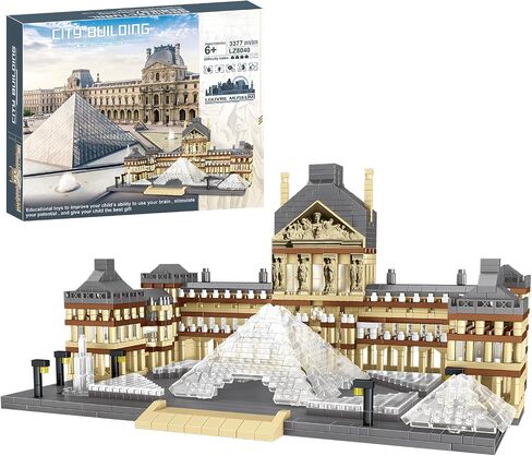 Paris Louvre Museum Model Building Blocks Set Micro Bricks World Famous Architecture Educational Toys for Kids Adults 3377 Piece Birthday in Saudi Arabia