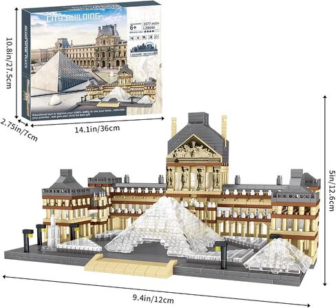 Paris Louvre Museum Model Building Blocks Set Micro Bricks World Famous Architecture Educational Toys for Kids Adults 3377 Piece Birthday in Saudi Arabia