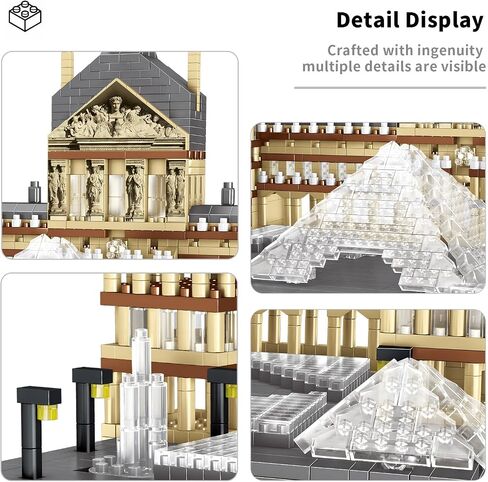 Paris Louvre Museum Model Building Blocks Set Micro Bricks World Famous Architecture Educational Toys for Kids Adults 3377 Piece Birthday in Saudi Arabia