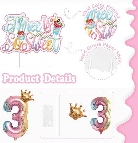 Sweet Sassy And Six Birthday Decorations For Girls- Sweet 6th Birthday Decoration With Donut Banner Sweet Cake Topper 6th Foil Balloon For Ice Cream 6 Year Old Birthday Party Decorations in Kuwait