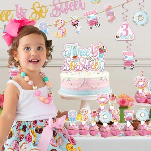 Sweet Sassy And Six Birthday Decorations For Girls- Sweet 6th Birthday Decoration With Donut Banner Sweet Cake Topper 6th Foil Balloon For Ice Cream 6 Year Old Birthday Party Decorations in Kuwait