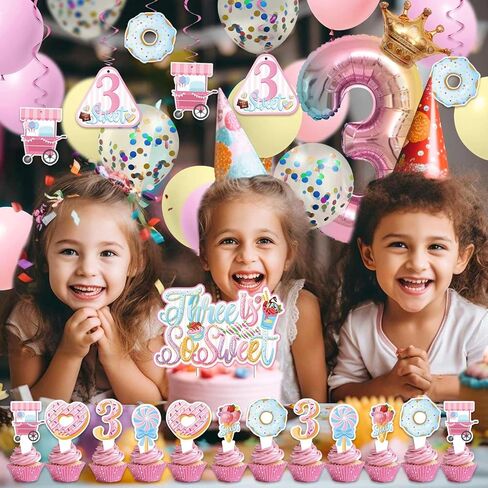 Sweet Sassy And Six Birthday Decorations For Girls- Sweet 6th Birthday Decoration With Donut Banner Sweet Cake Topper 6th Foil Balloon For Ice Cream 6 Year Old Birthday Party Decorations in Kuwait