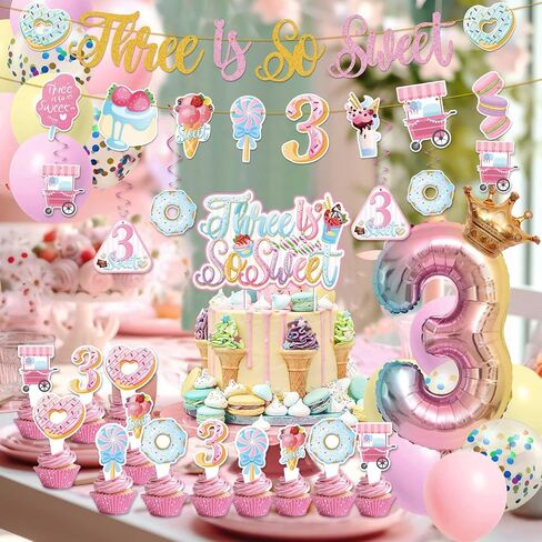 Sweet Sassy And Six Birthday Decorations For Girls- Sweet 6th Birthday Decoration With Donut Banner Sweet Cake Topper 6th Foil Balloon For Ice Cream 6 Year Old Birthday Party Decorations in Kuwait