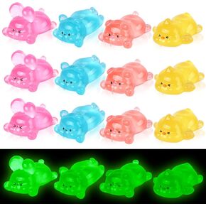 HOMICO 16 Pieces Mini Resin Animals Figurines Glow in The Dark Mini Rabbits Pigs Chickens Bears Tiny Animals for Dollhouse Fairy Garden Micro Moss Landscape Home Decor