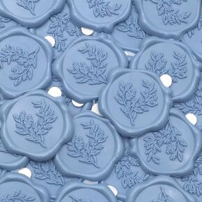 60pcs Eucalyptus Wax Seal Stickers, Andotopee Botanical Envelope Seal Stickers, Self-Adhesive Pearl White Wedding Invitation Stickers, Real Sealing Wax Pre-Made, Great for Letter Seal, Gift Wrapping